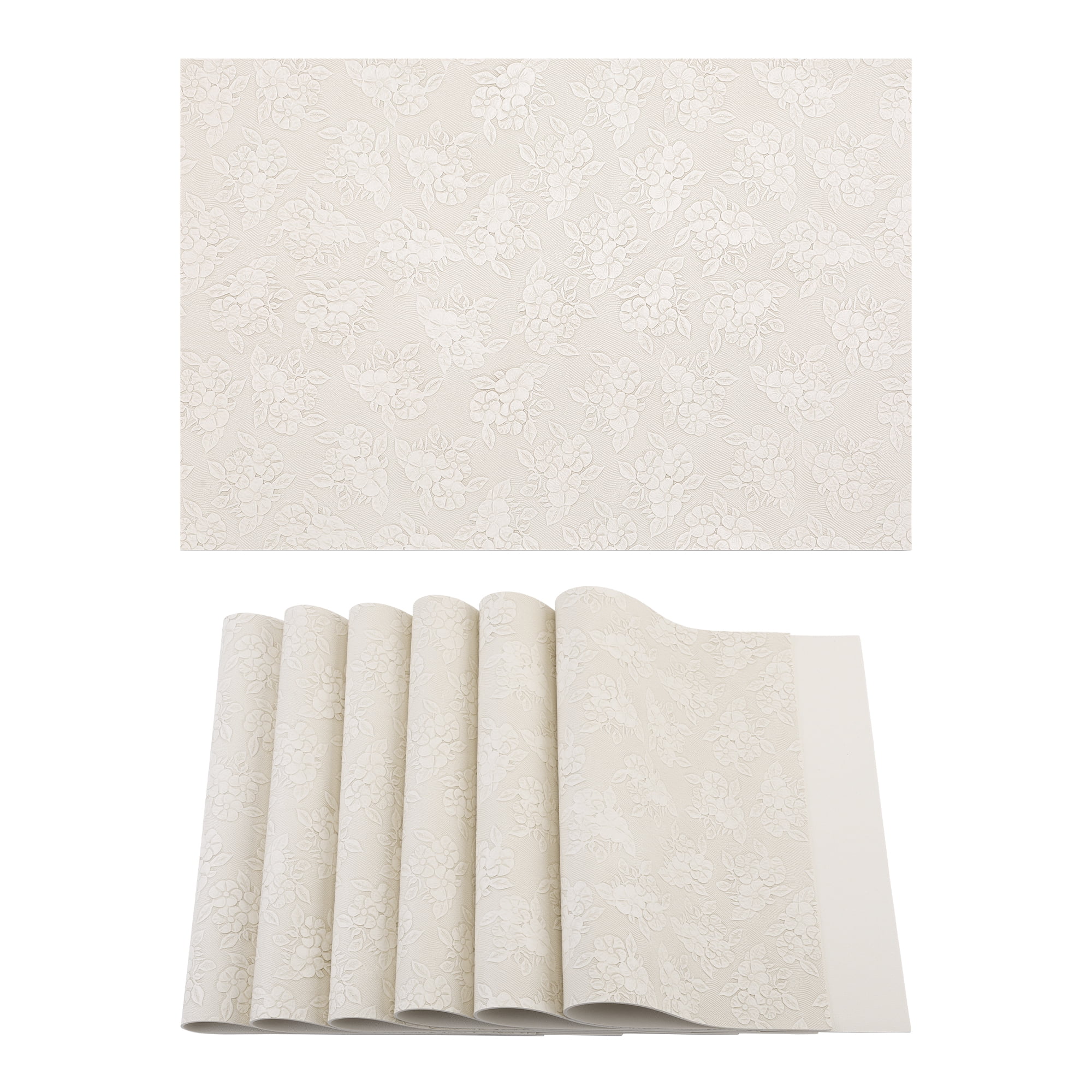 Unique Bargains Faux Leather Placemats for Kitchen Home Beige 17.7"x11.8"