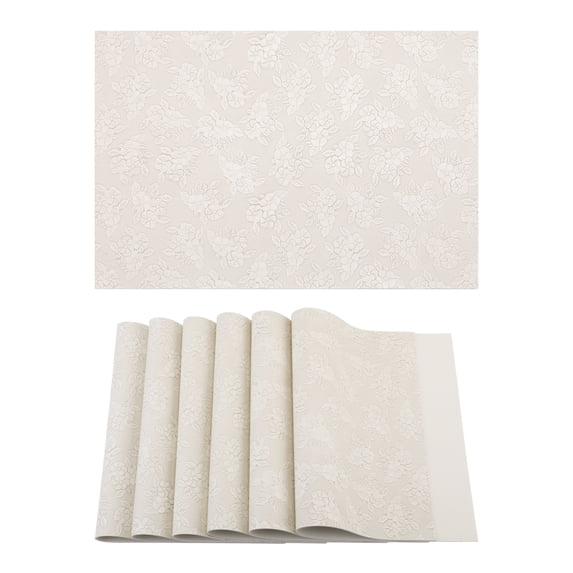 Unique Bargains Faux Leather Placemats for Kitchen Home Beige 17.7"x11.8"