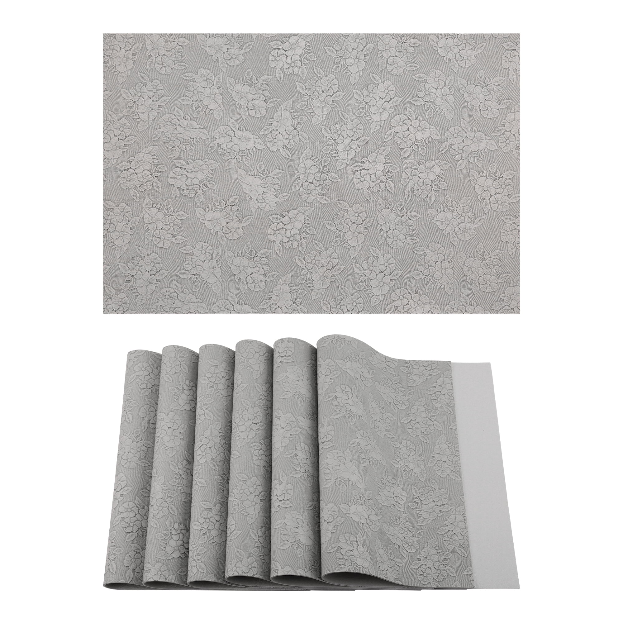 Unique Bargains Faux Leather Placemats for Kitchen Home Beige Gray 17.7"x11.8"