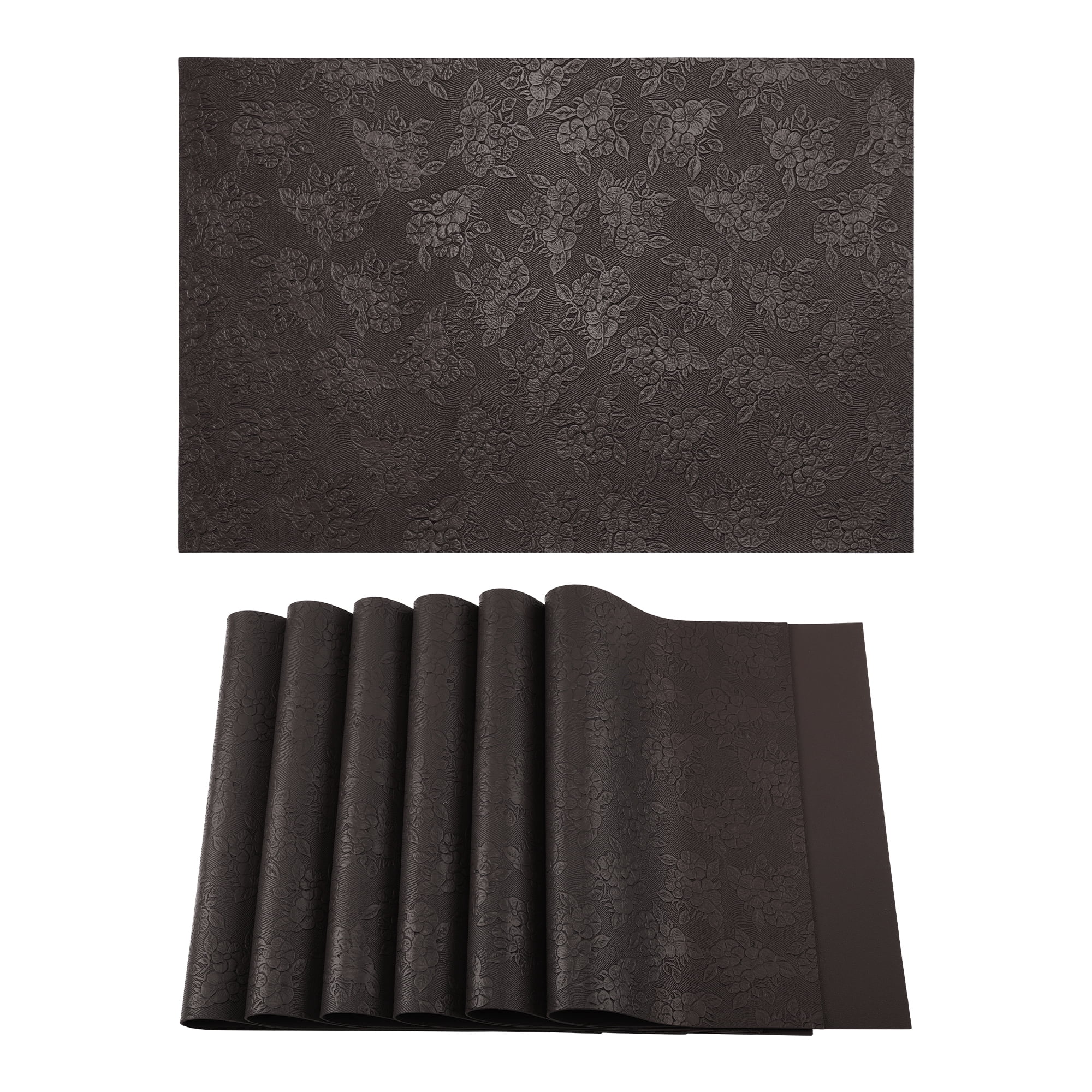 Unique Bargains Faux Leather Placemats for Kitchen Home Brown 17.7"x11.8"