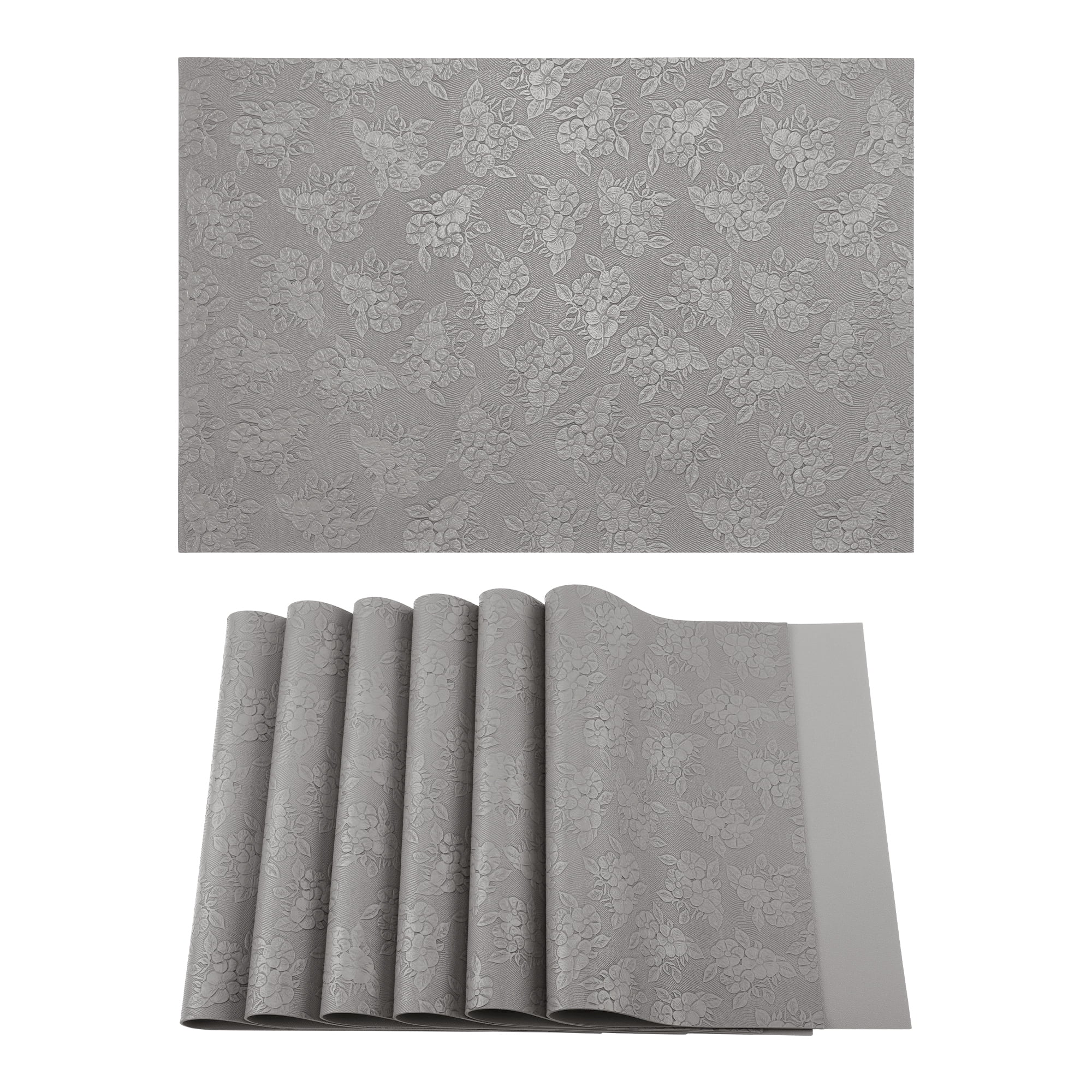 Unique Bargains Faux Leather Placemats for Kitchen Home Gray 17.7"x11.8"