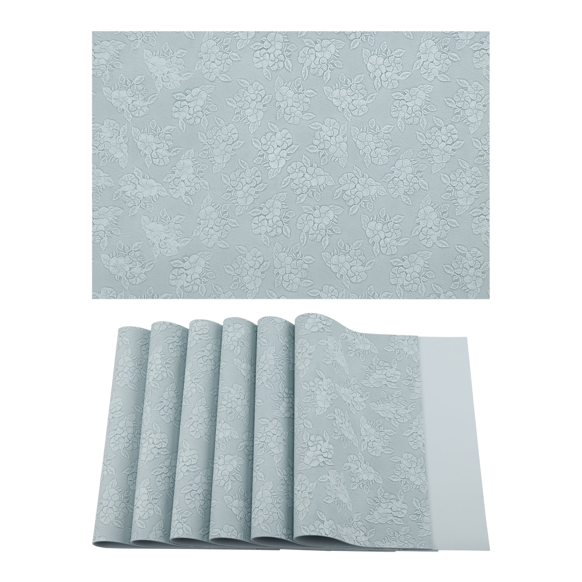 Unique Bargains Faux Leather Placemats for Kitchen Home Misty Blue 17.7"x11.8"