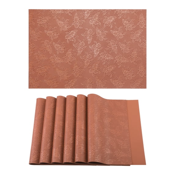Unique Bargains Faux Leather Placemats for Kitchen Home Orange Brown 17.7"x11.8"