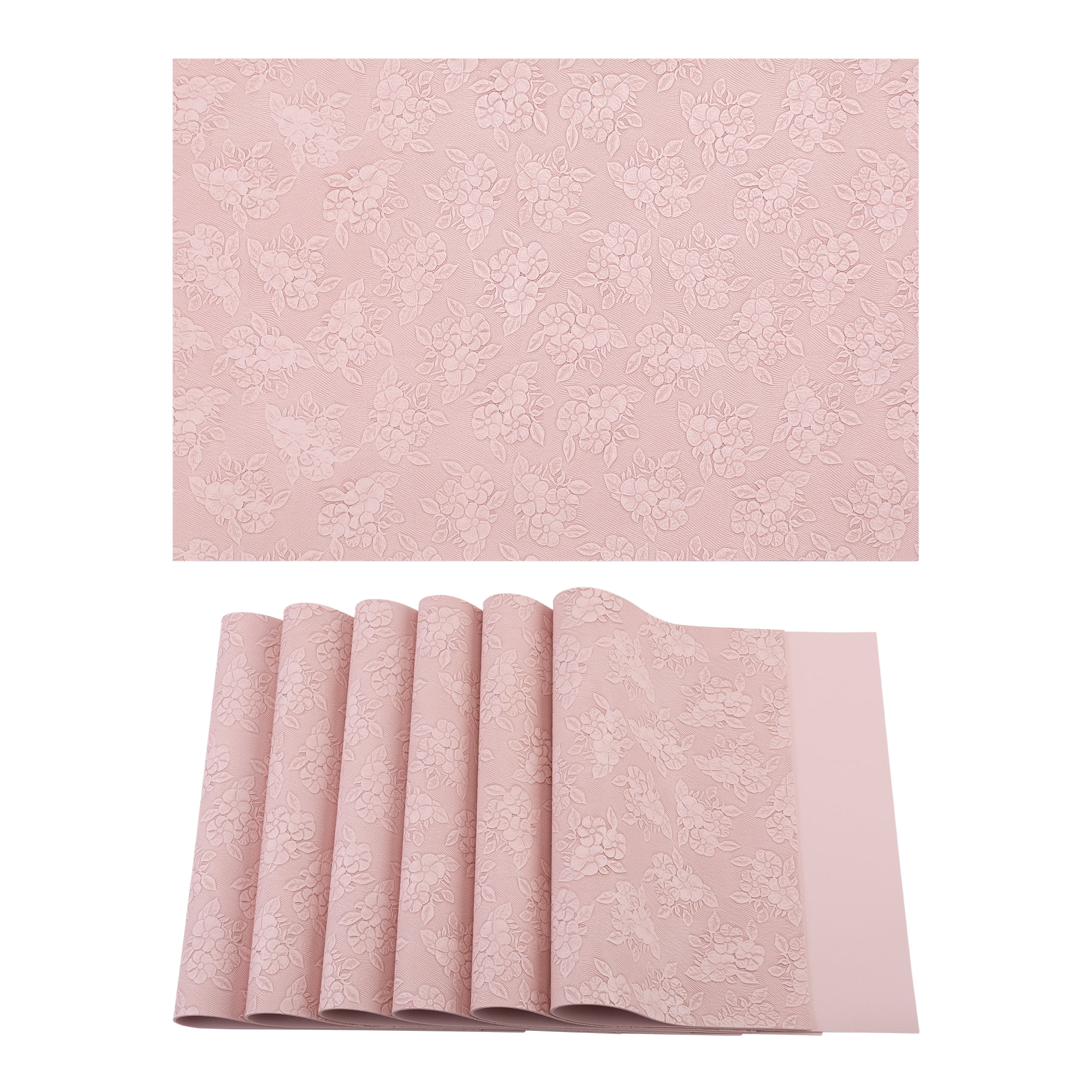 Unique Bargains Faux Leather Placemats for Kitchen Home Peach Pink 17.7"x11.8"