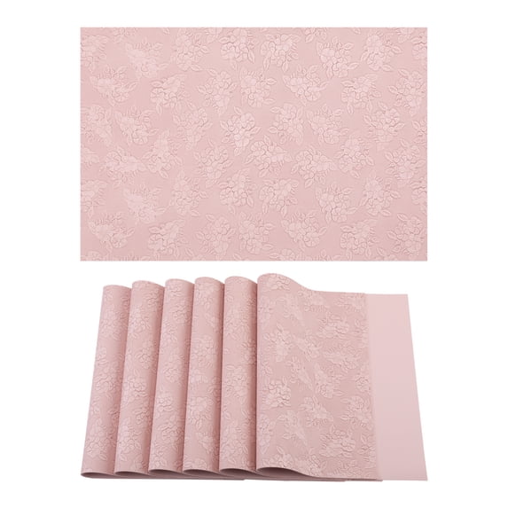 Unique Bargains Faux Leather Placemats for Kitchen Home Peach Pink 17.7"x11.8"