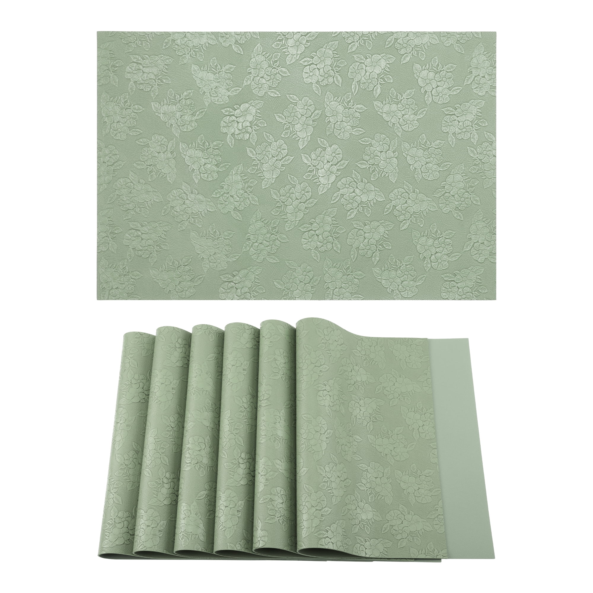Unique Bargains Faux Leather Placemats for Kitchen Home Teal Green 17.7"x11.8"