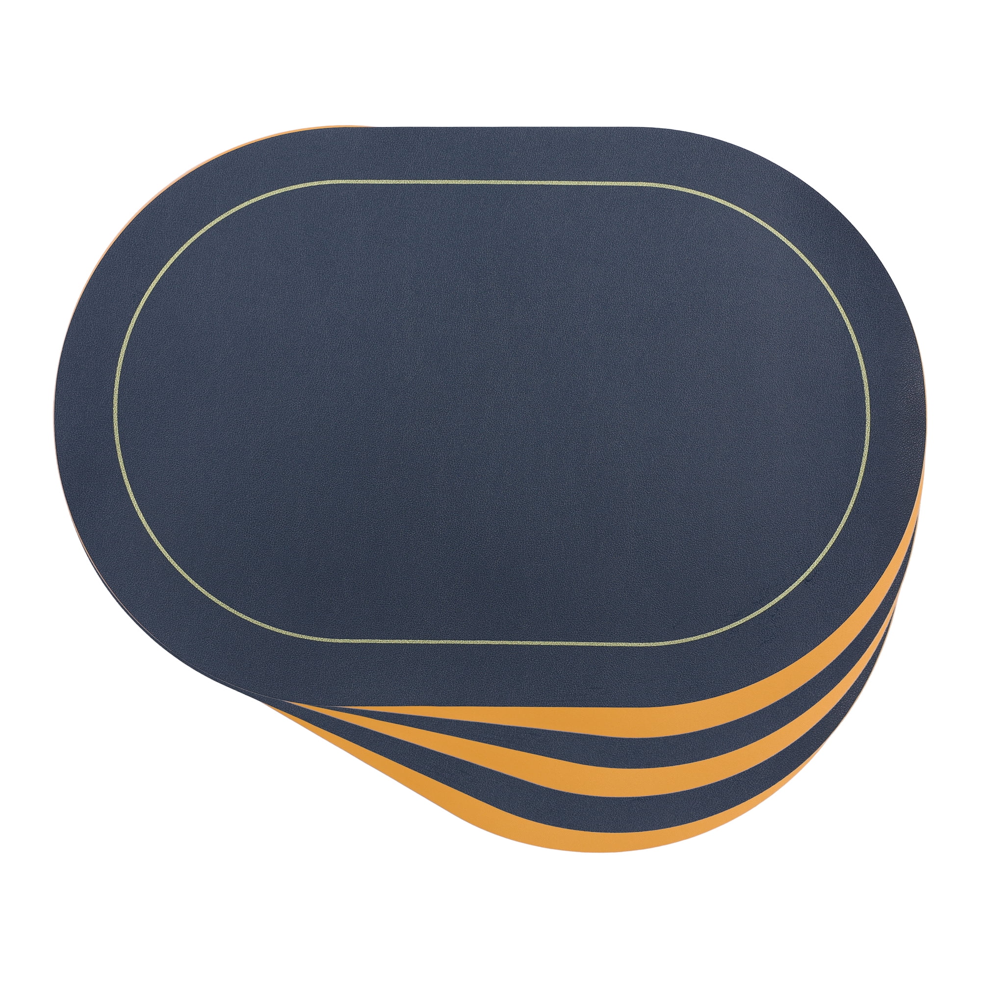 Unique Bargains Faux Leather Placemats for Kitchen Washable Table Placemats Blue Yellow