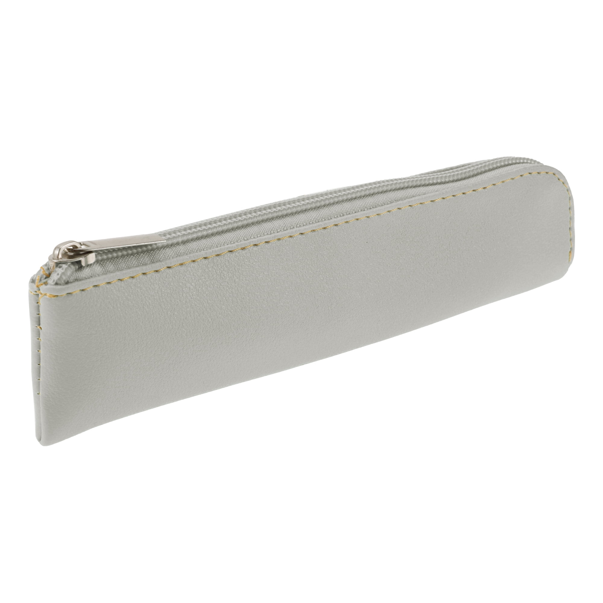 Unique Bargains Faux Leather Pouch Portable Stationery Bag Beige
