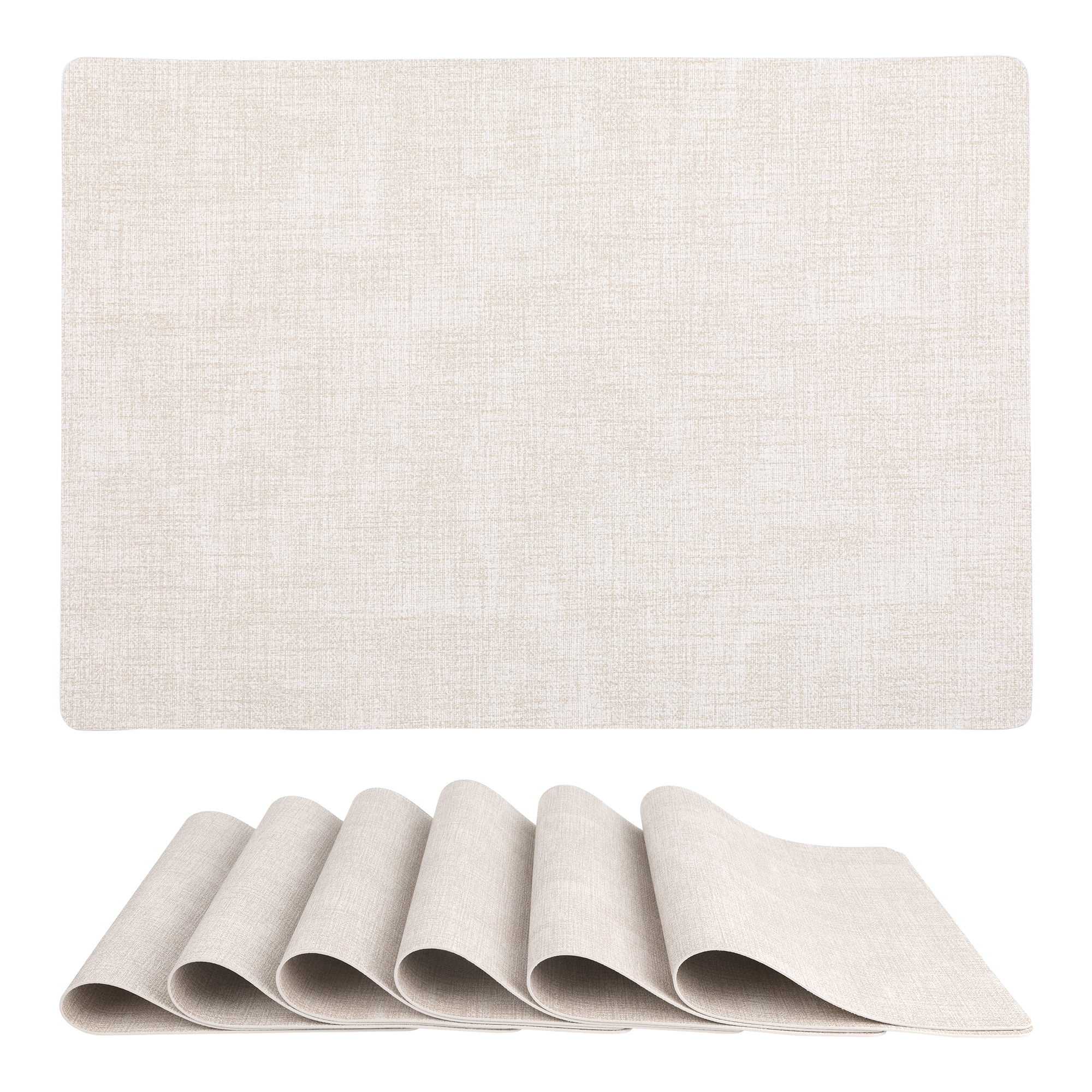 Unique Bargains Faux Leather Table Placemats for Kitchen Dining Table Light Beige 17x12in