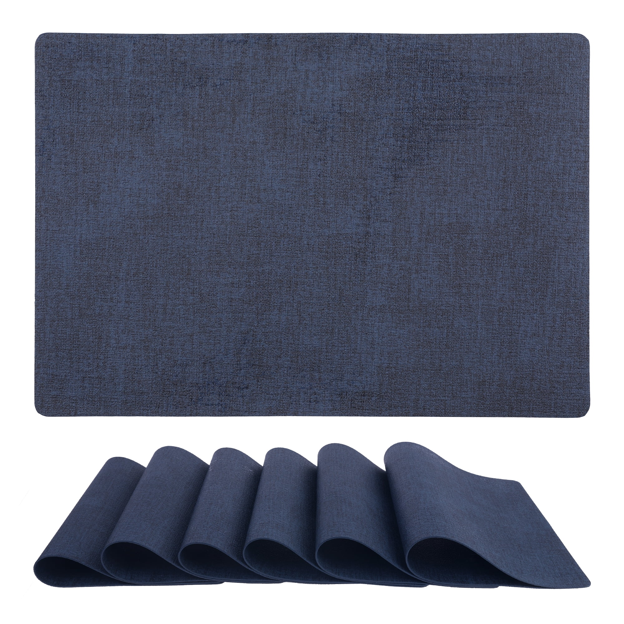 Unique Bargains Faux Leather Table Placemats for Kitchen Dining Table Light Dark Blue