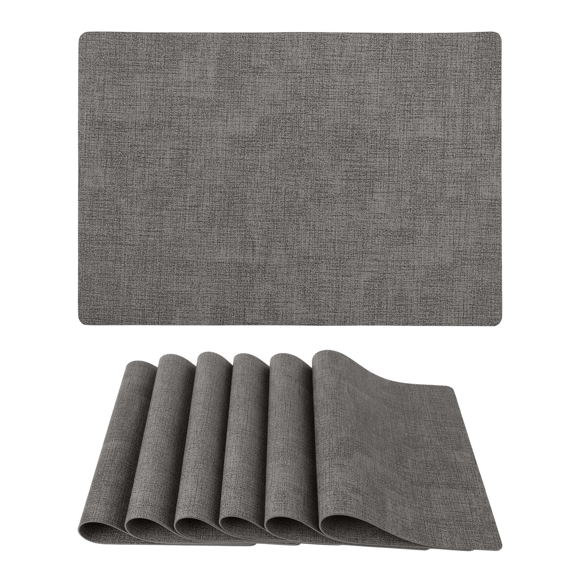 Unique Bargains Faux Leather Table Placemats for Kitchen Dining Table Light Dark Gray