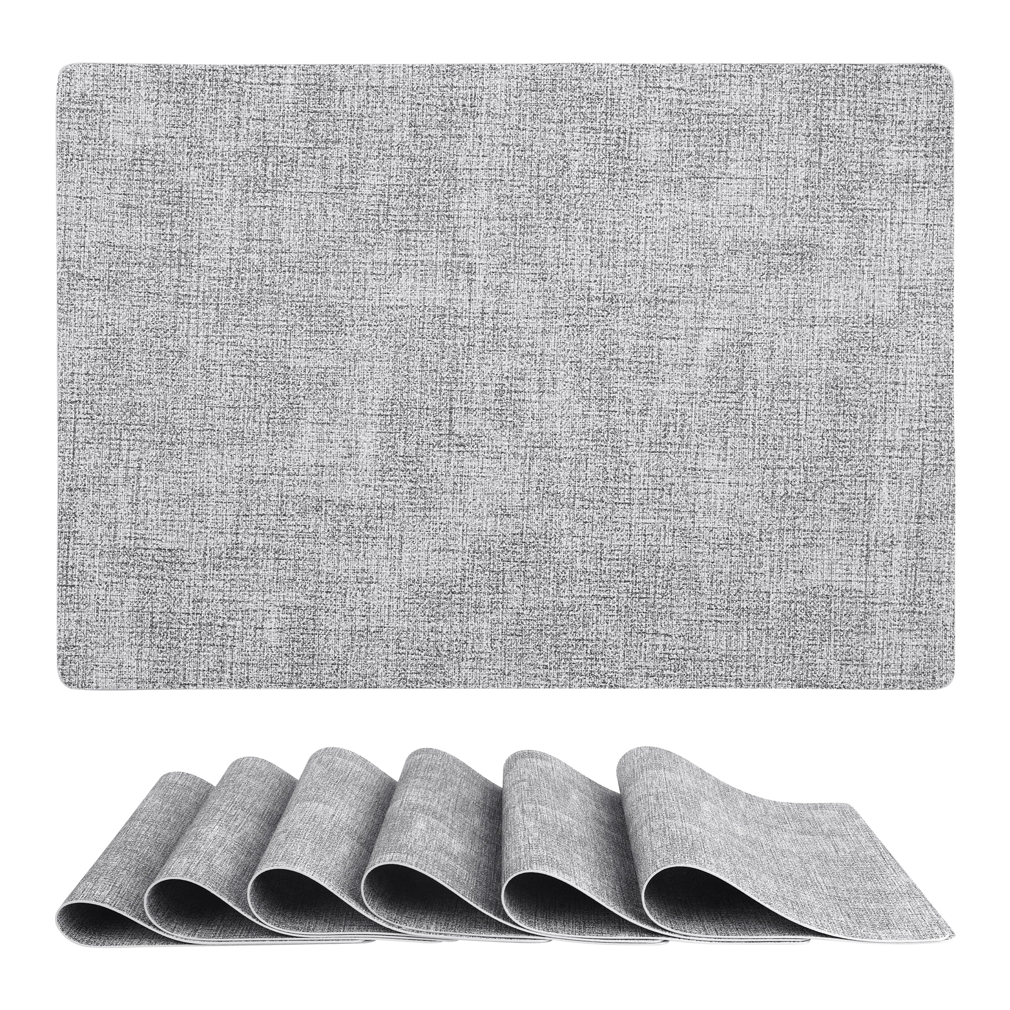 Unique Bargains Faux Leather Table Placemats for Kitchen Dining Table Light Gray White