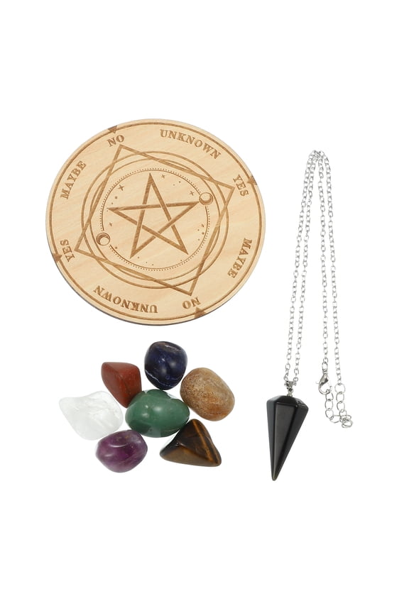 Faux Natural Crystals Stones Kit Necklace Faux Natural Crystals Pendulum Board 7 Chakra Stones