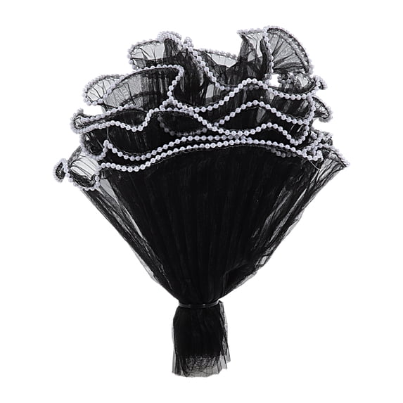 Unique Bargains Faux Pearl Edge Wrinkled Flower Wrap for All Occasions Black