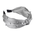 thumbnail image 1 of Unique Bargains Faux Pearl Knotted Headband Bling Twisted Faux Pearl Headband Faux Pearl Top Knot Hairband Gray, 1 of 7