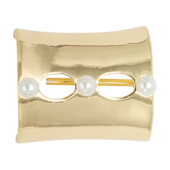 Unique Bargains Faux Pearl U-shaped Ponytail Buckle Hair Clip for Women 1 Pc Gold Tone