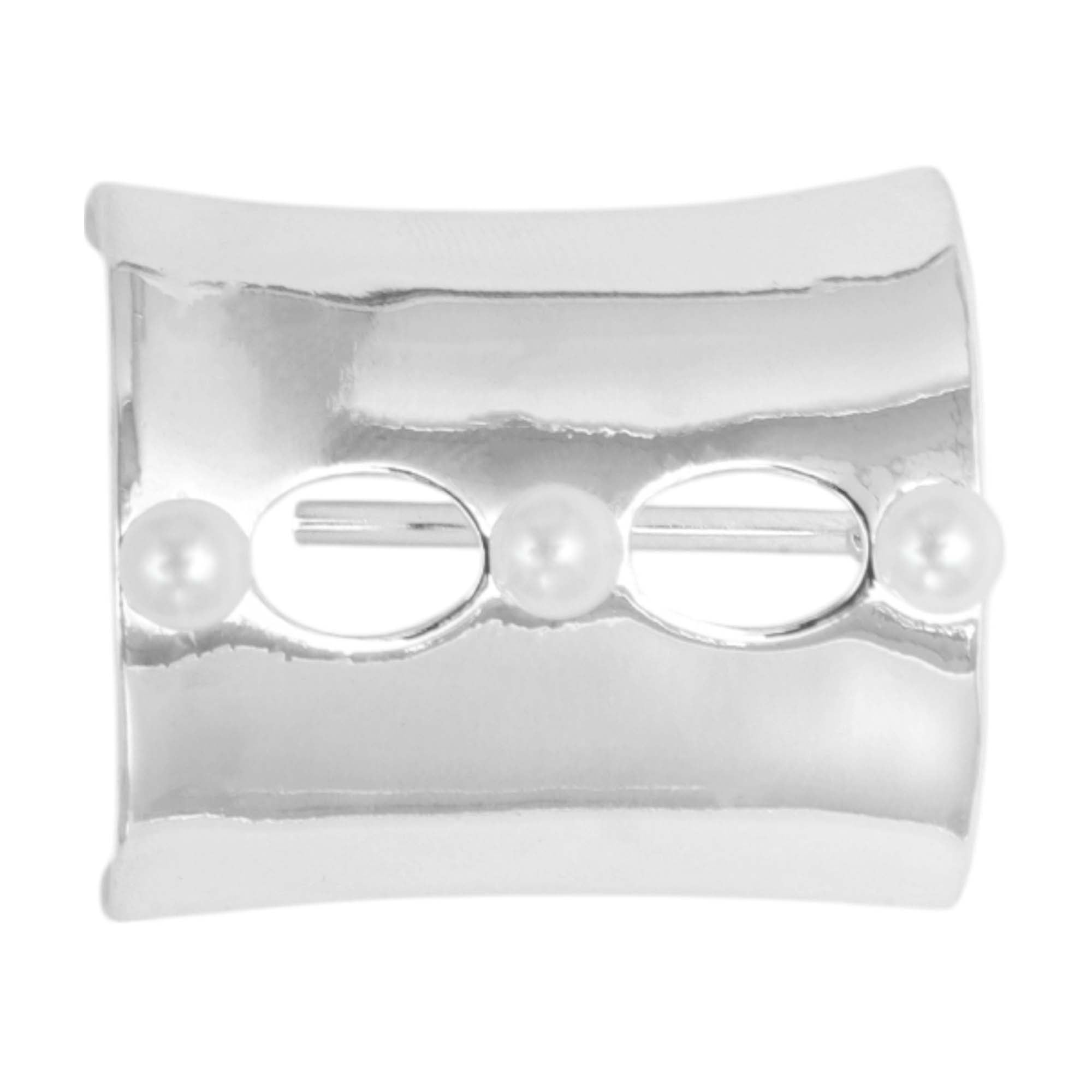 Unique Bargains Faux Pearl U-shaped Ponytail Buckle Hair Clip for Women 1 Pc Silver Tone