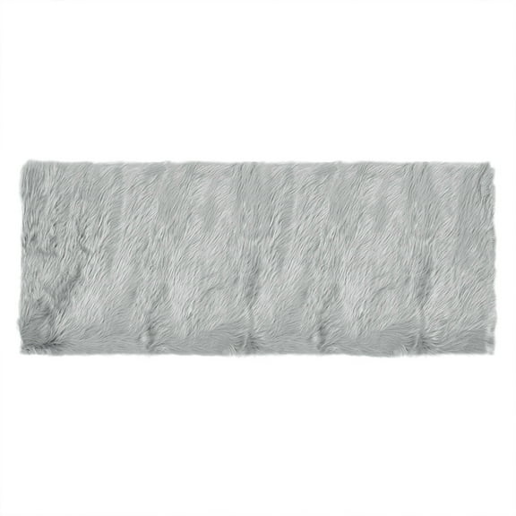 Unique Bargains Faux Sheepskin Rugs Plush Area Rug Light Gray 2x5 Feet