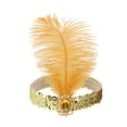 thumbnail image 1 of Unique Bargains Feather Faux Diamond Sequins Headband 1 Pc Gold Tone, 1 of 5