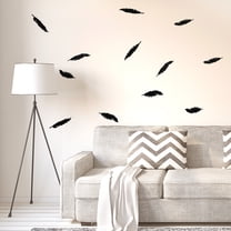 Unique Bargains Feather Shape Removable Peel and Stick Wall Decals Sticker Perfect Decor Living Room Bedroom Black 12pcs