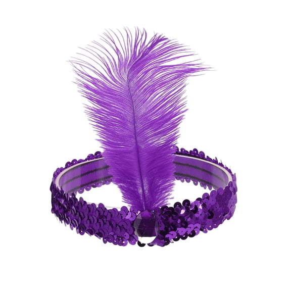 Unique Bargains Feathers Faux Diamond Headbands Dark Purple