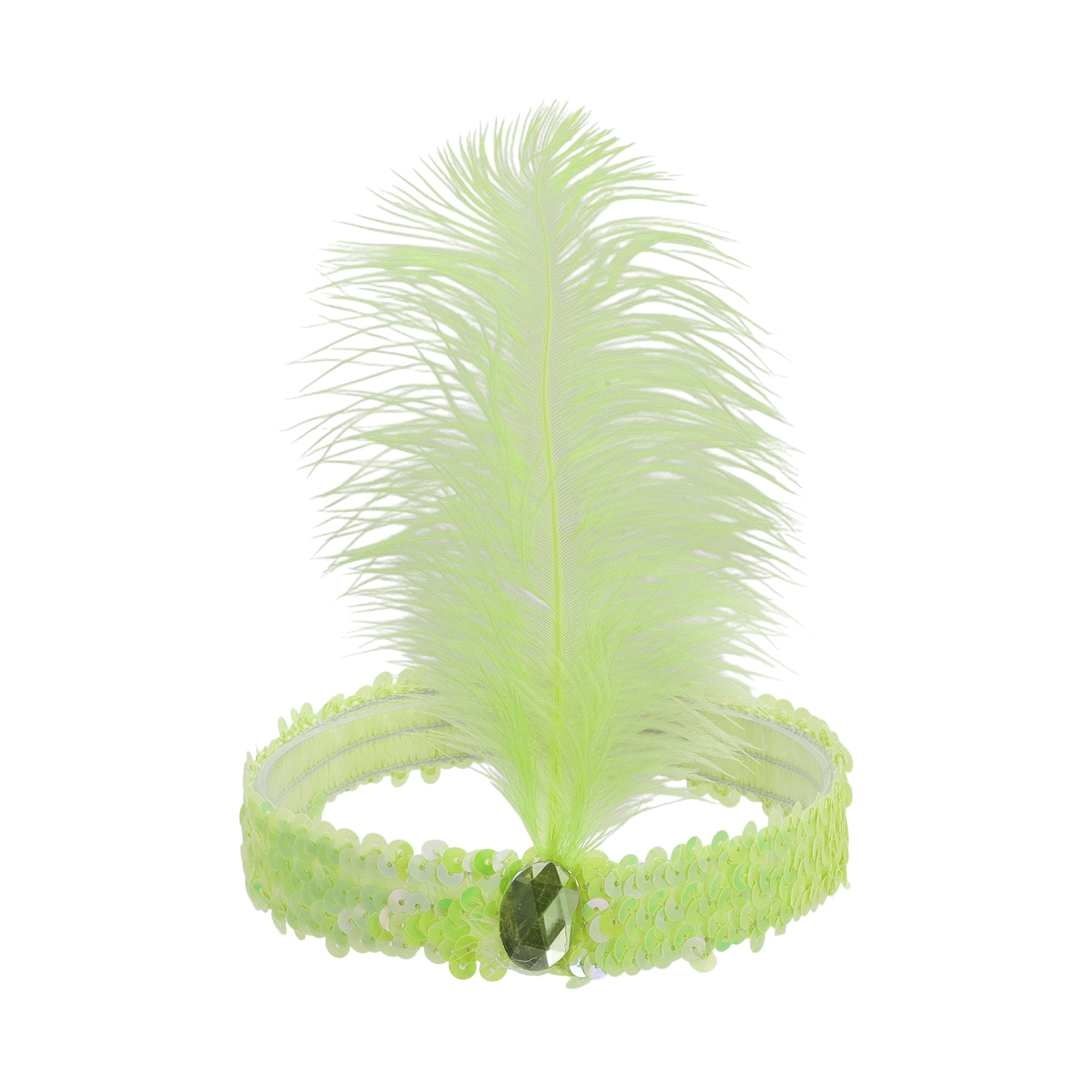 Unique Bargains Feathers Faux Diamond Headbands Light Green