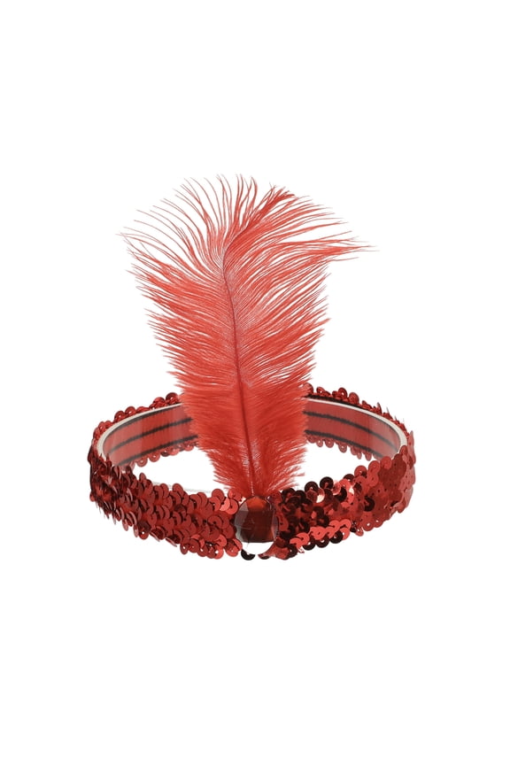 Feathers Faux Diamond Headbands Red