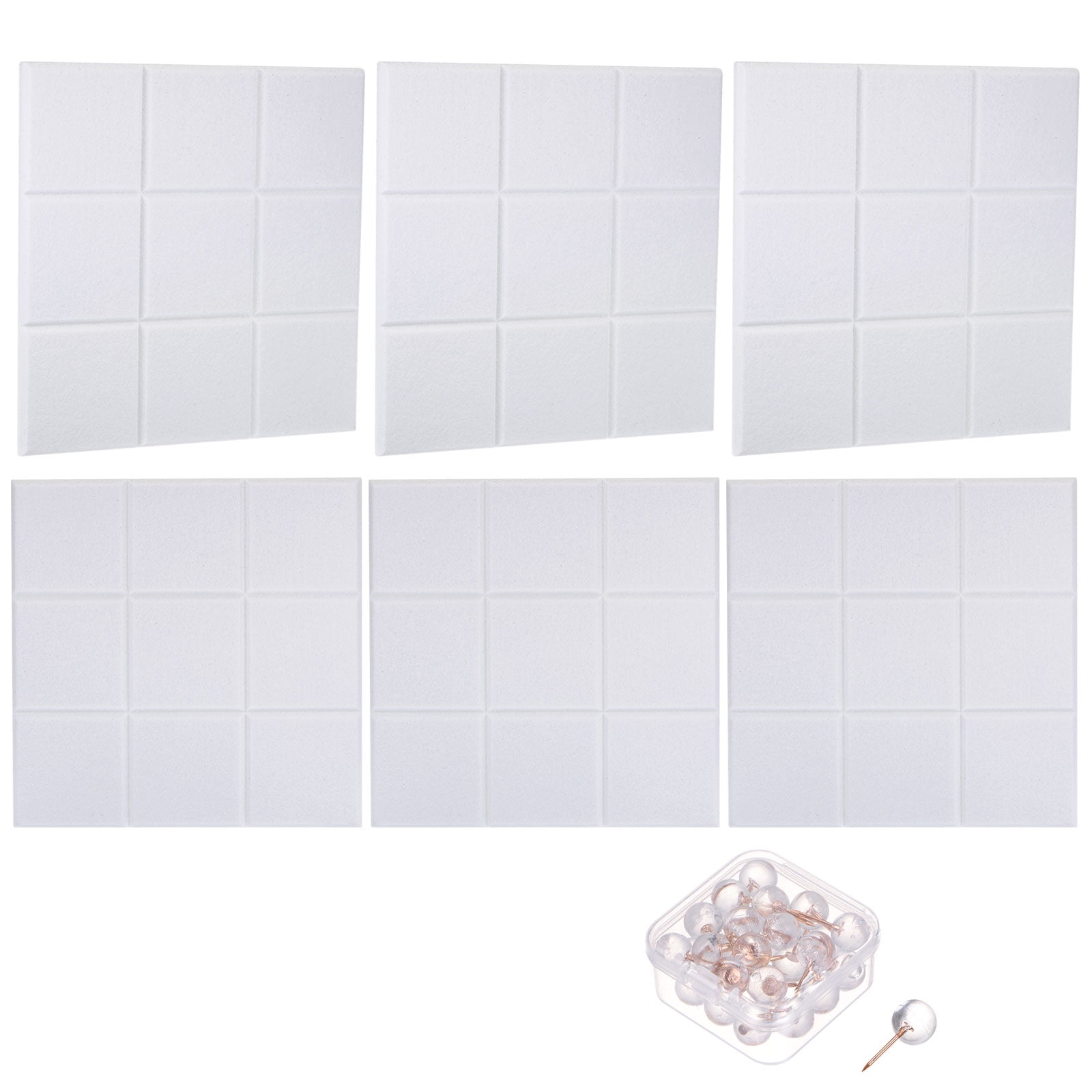 Unique Bargains Felt Bulletin Board Self Adhesive Textured Square Tiles White
