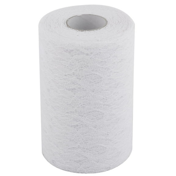 Unique Bargains Festival Party Decor Lace Ribbon Fabric Tulle Spool Roll White 6" x 25yd
