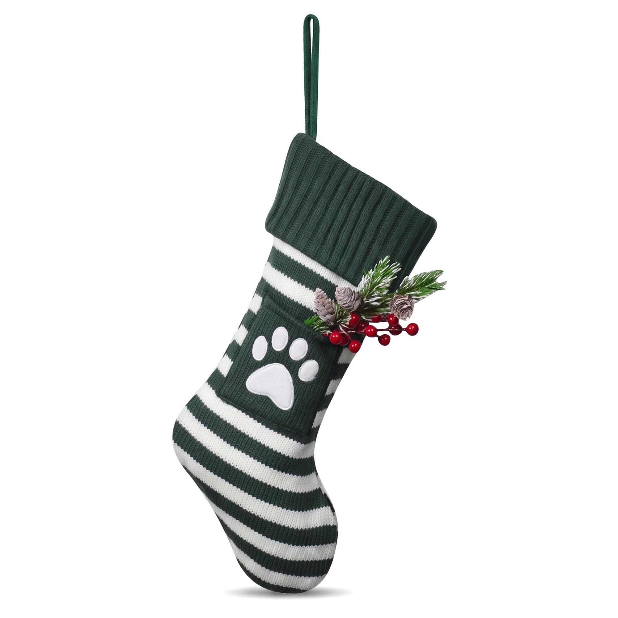 Unique Bargains Festive Christmas Stockings Luxury Cozy Lounge Accents Green 18"