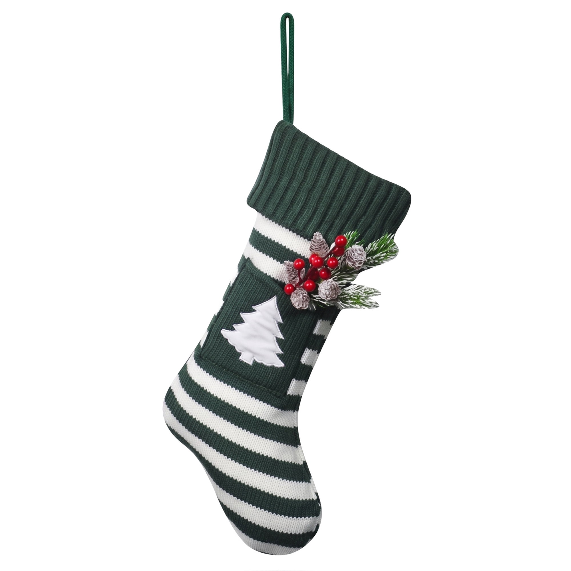 Unique Bargains Festive Christmas Stockings Luxury Cozy Lounge Accents Green Tree 18"