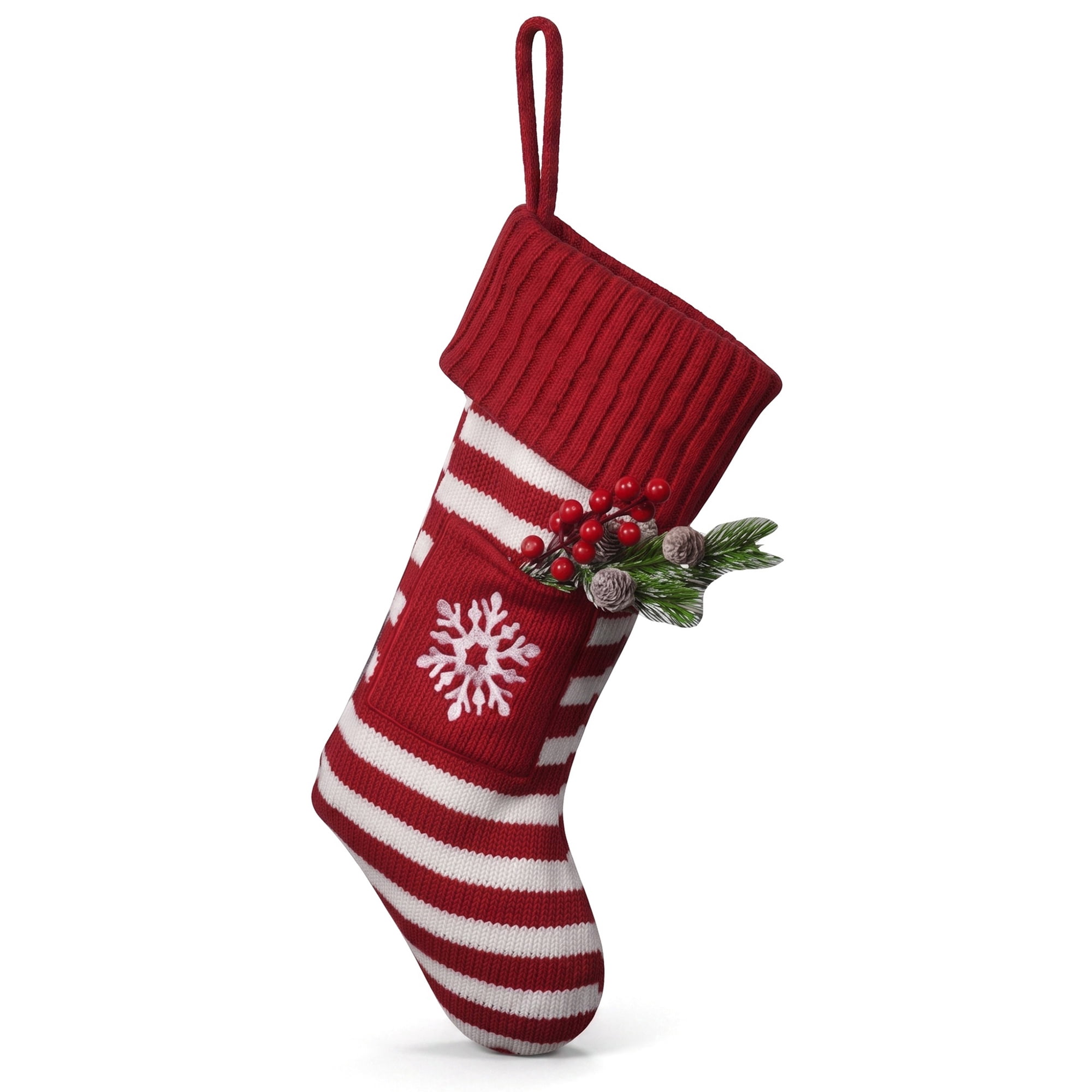 Unique Bargains Festive Christmas Stockings Luxury Cozy Lounge Accents Red Snowflake 18"