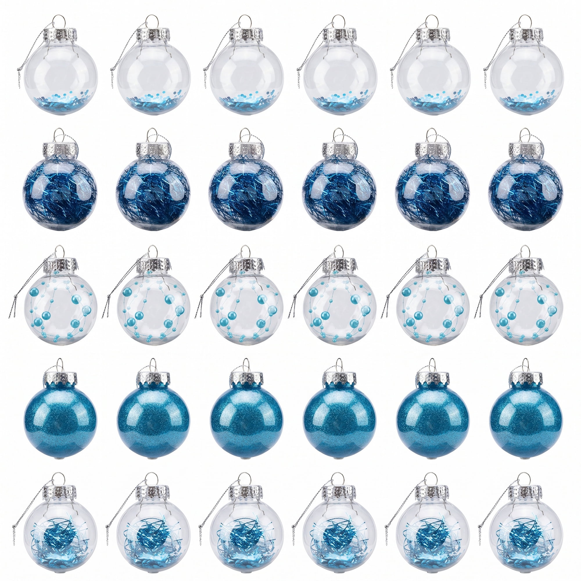 Unique Bargains Christmas Tree Ornaments - 24 Pack Hanging Baubles Shatterproof Balls Lake Blue 2.4"