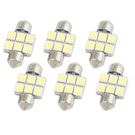 Unique Bargains Festoon Dome Map Reading Light 3175 3022 3021 6Pcs 31mm 5050 6 LED White Internal