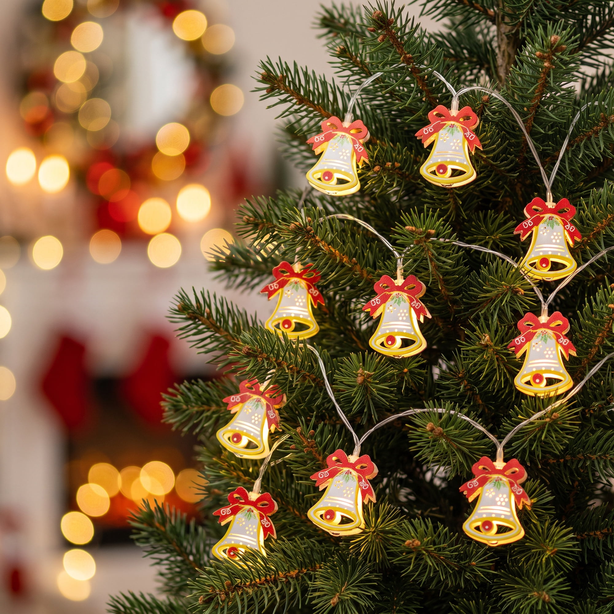 Unique Bargains Figurine Indoor Holiday Fairy Lamps 4.9 ft Bell Battery Operated