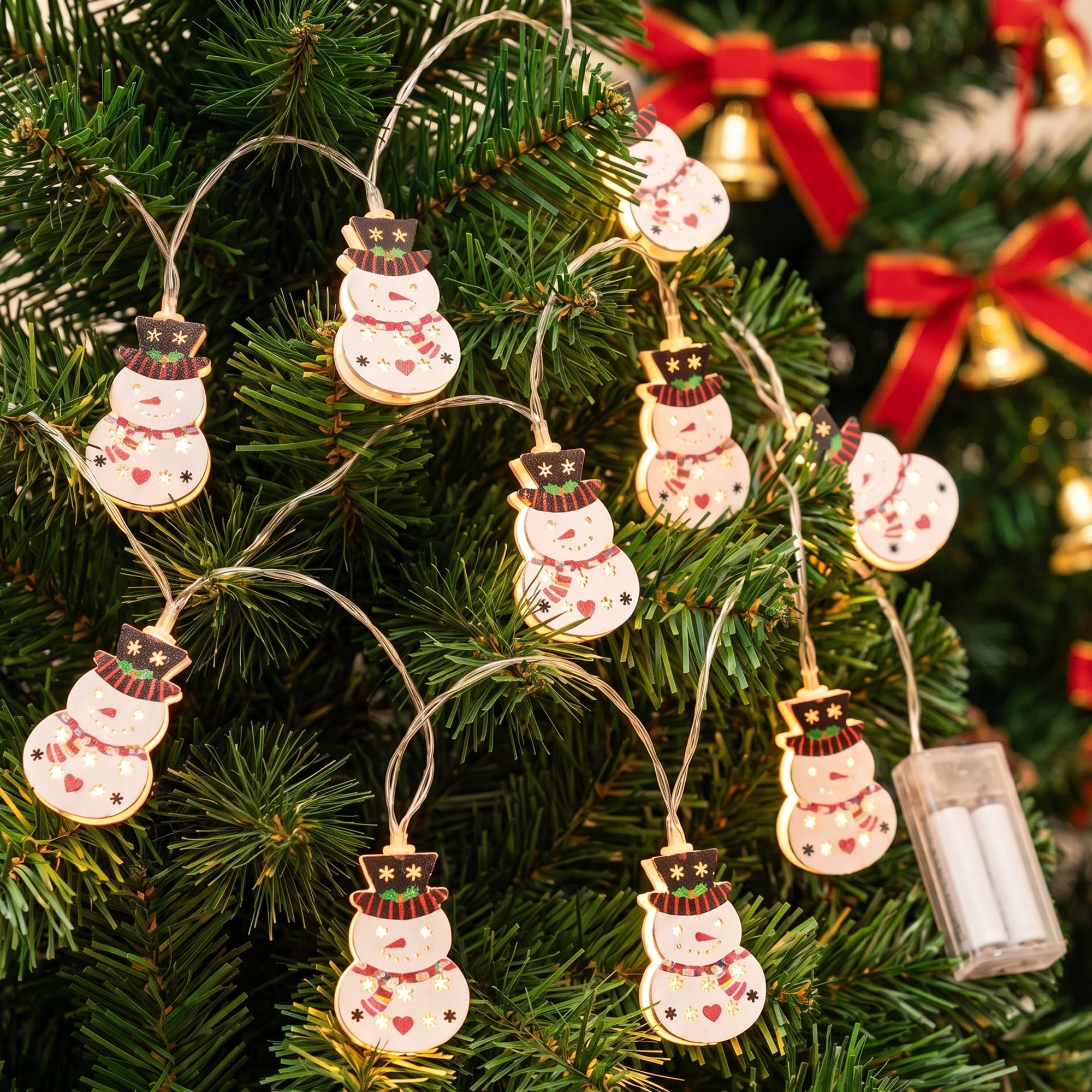 Unique Bargains Figurine Indoor Holiday Fairy Lamps 4.9 ft Snowman Battery Operated