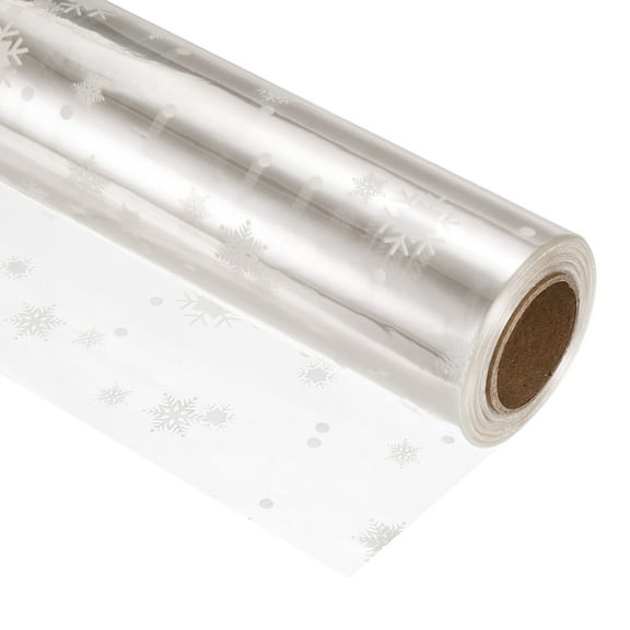 Unique Bargains Film Wrapper Snow Flowers Baskets Gifts Wrapping Paper 98ft x 31in x 3 mil