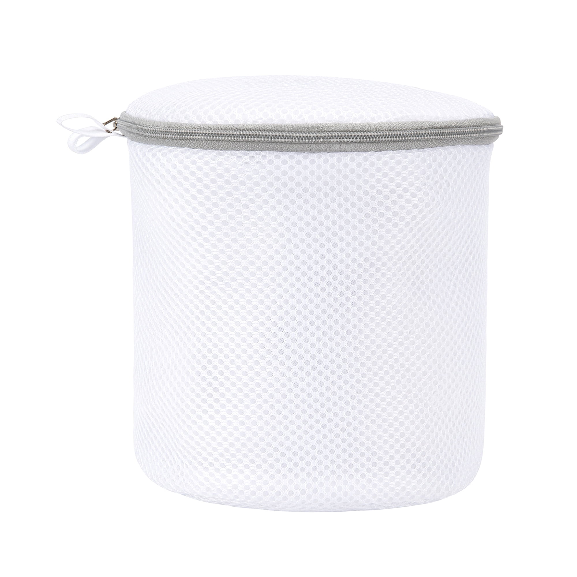 Unique Bargains Fine Mesh Zippered Bra Laundry Bag for Lingerie White Cylinder 5.9" x 6.7"