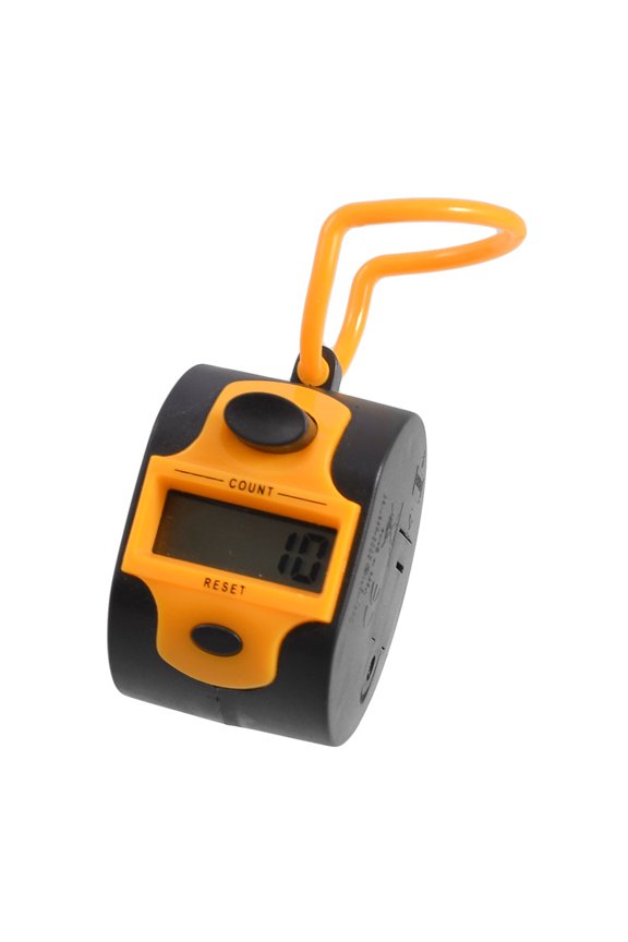 Finger Loop 5 Digit Number Electronic Round Handheld Tally Orange Black