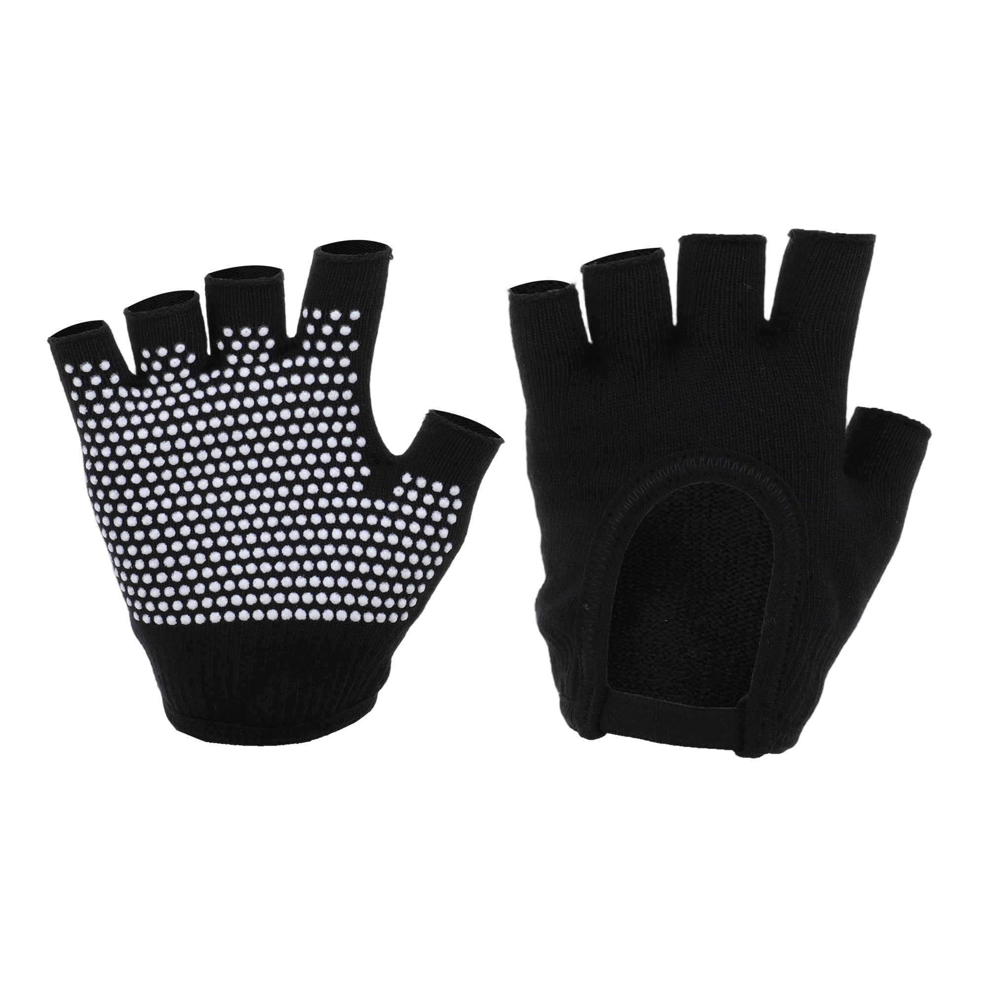 Unique Bargains Fingerless Yoga Gloves Designed One Size 1Pair Black