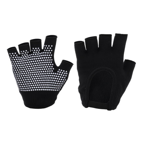 Unique Bargains Fingerless Yoga Gloves Designed One Size 1Pair Black