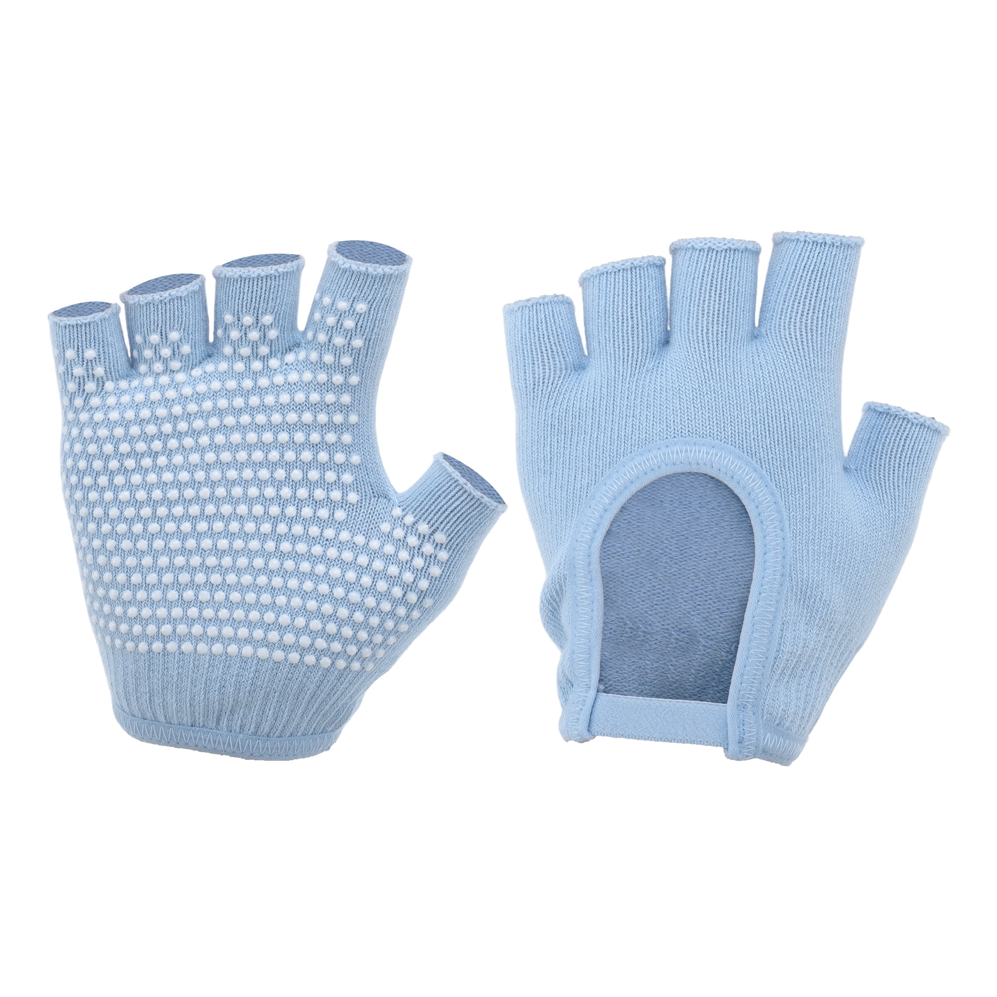 Unique Bargains Fingerless Yoga Gloves Designed One Size 1Pair Blue