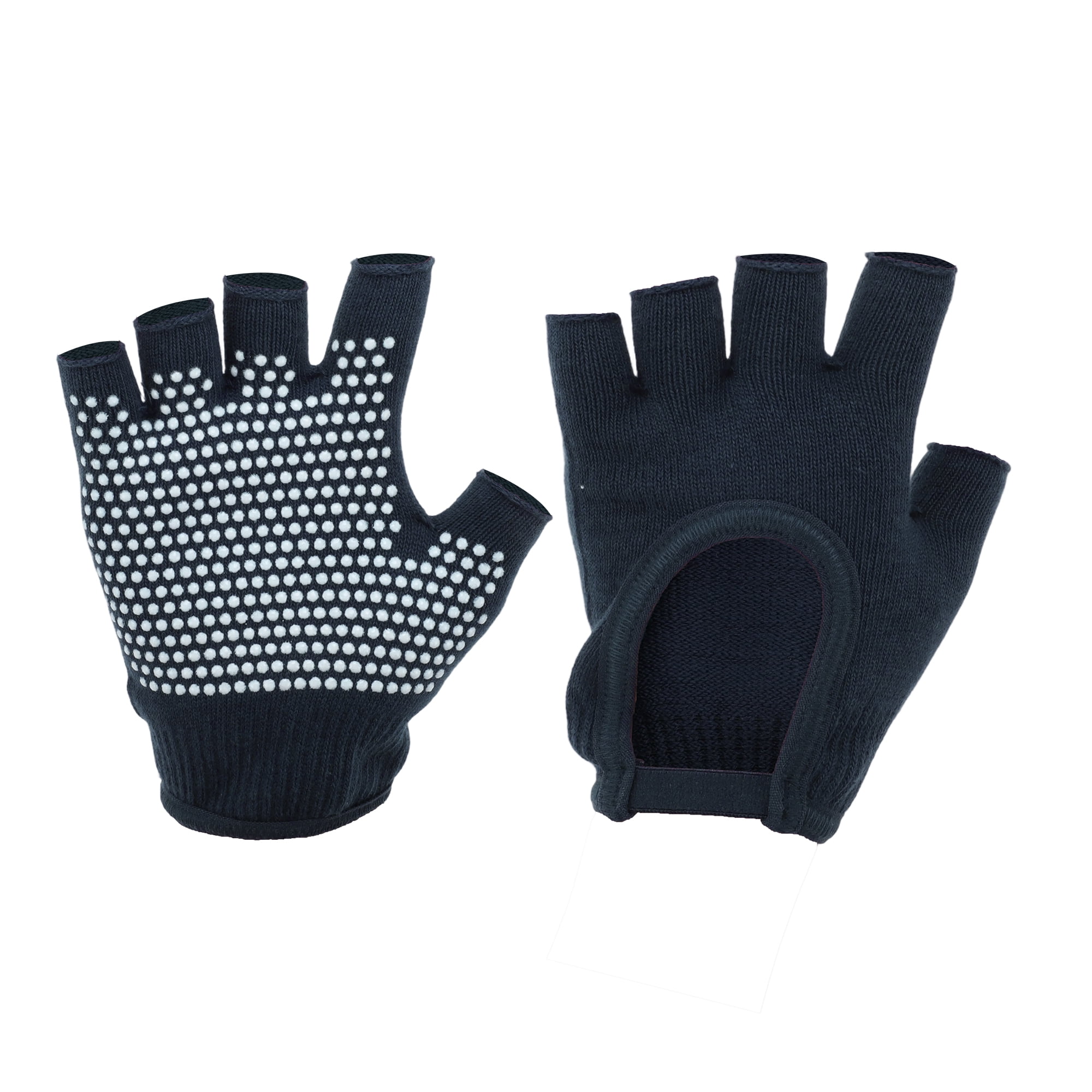Unique Bargains Fingerless Yoga Gloves Designed One Size 1Pair Navy Blue
