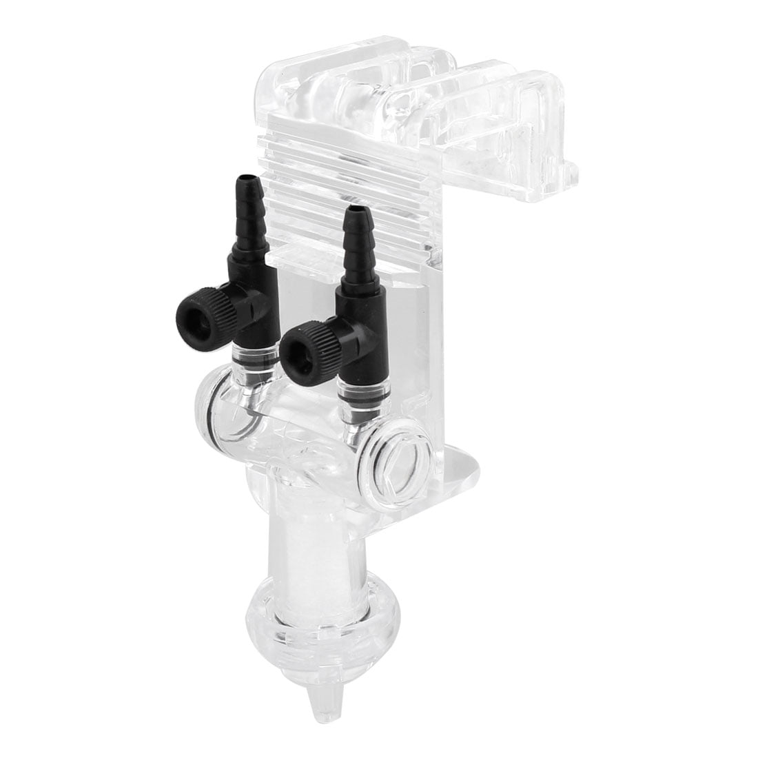 Unique Bargains Fish Aquarium Air Oxygen Flow 2 Way Black Clear Plastic Valve