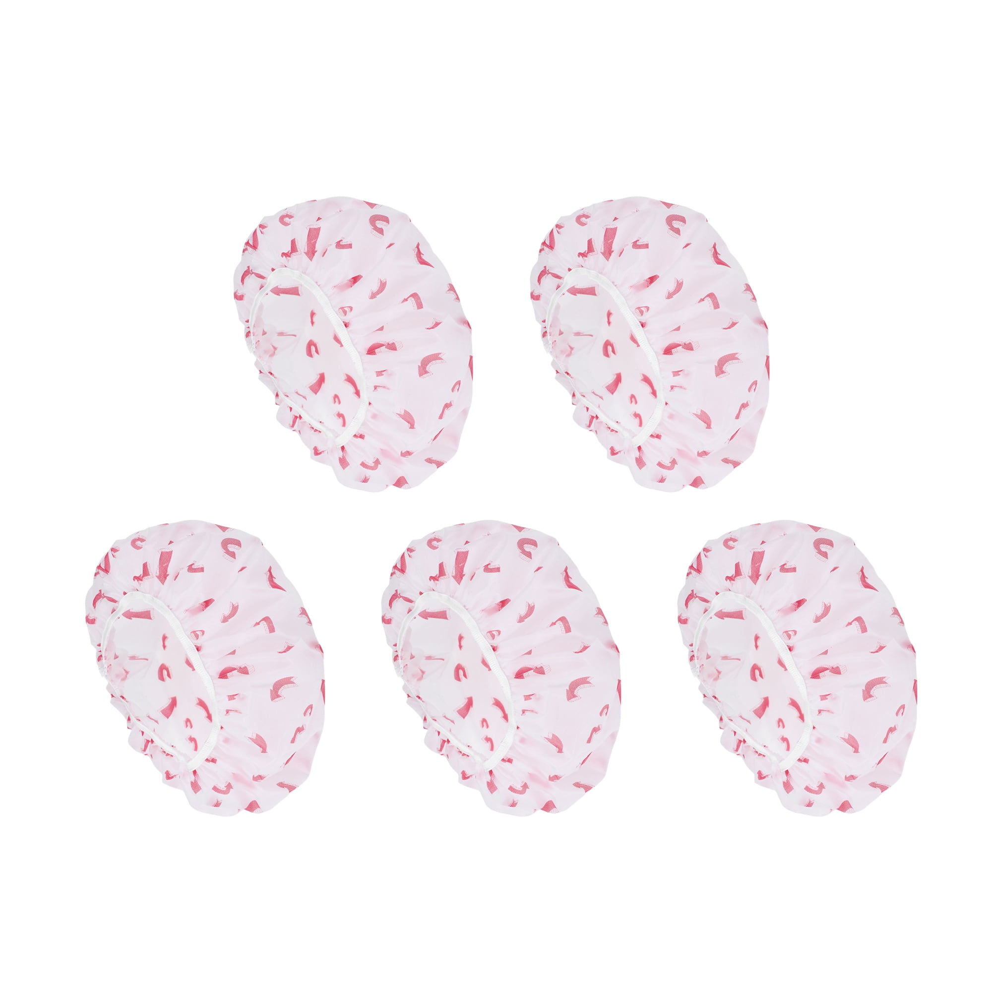 Unique Bargains Fish Single Layer Shower Cap 5 Pcs Red, White