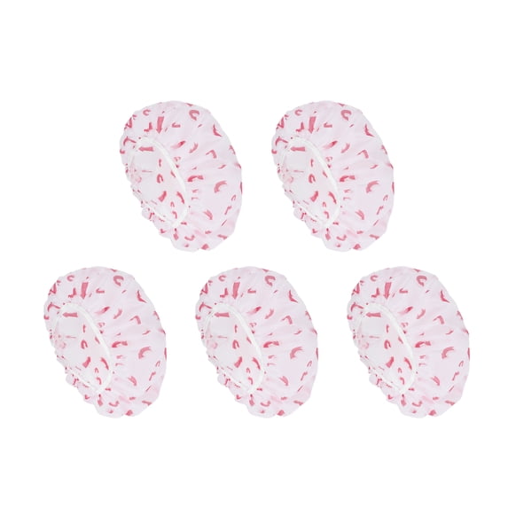 Unique Bargains Fish Single Layer Shower Cap 5 Pcs Red, White
