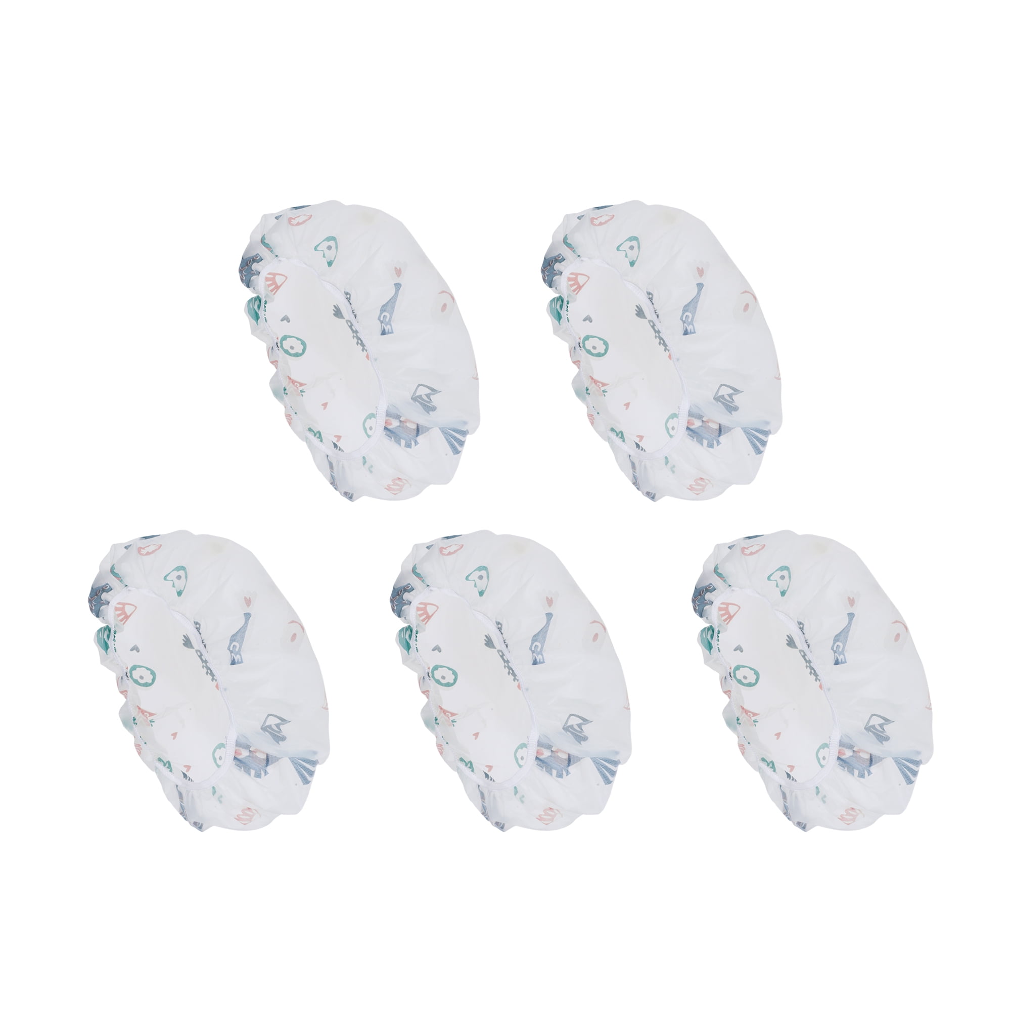 Unique Bargains Fish Single Layer Shower Cap 5 Pcs White Fish