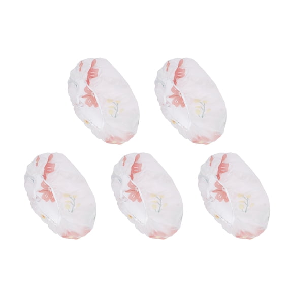 Unique Bargains Fish Single Layer Shower Cap 5 Pcs White Floral