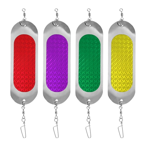 Unique Bargains Fishing Flashers High Visibility Lures Flashers for Fishing Improve Attraction Red Green Yellow Purple 4 Pcs