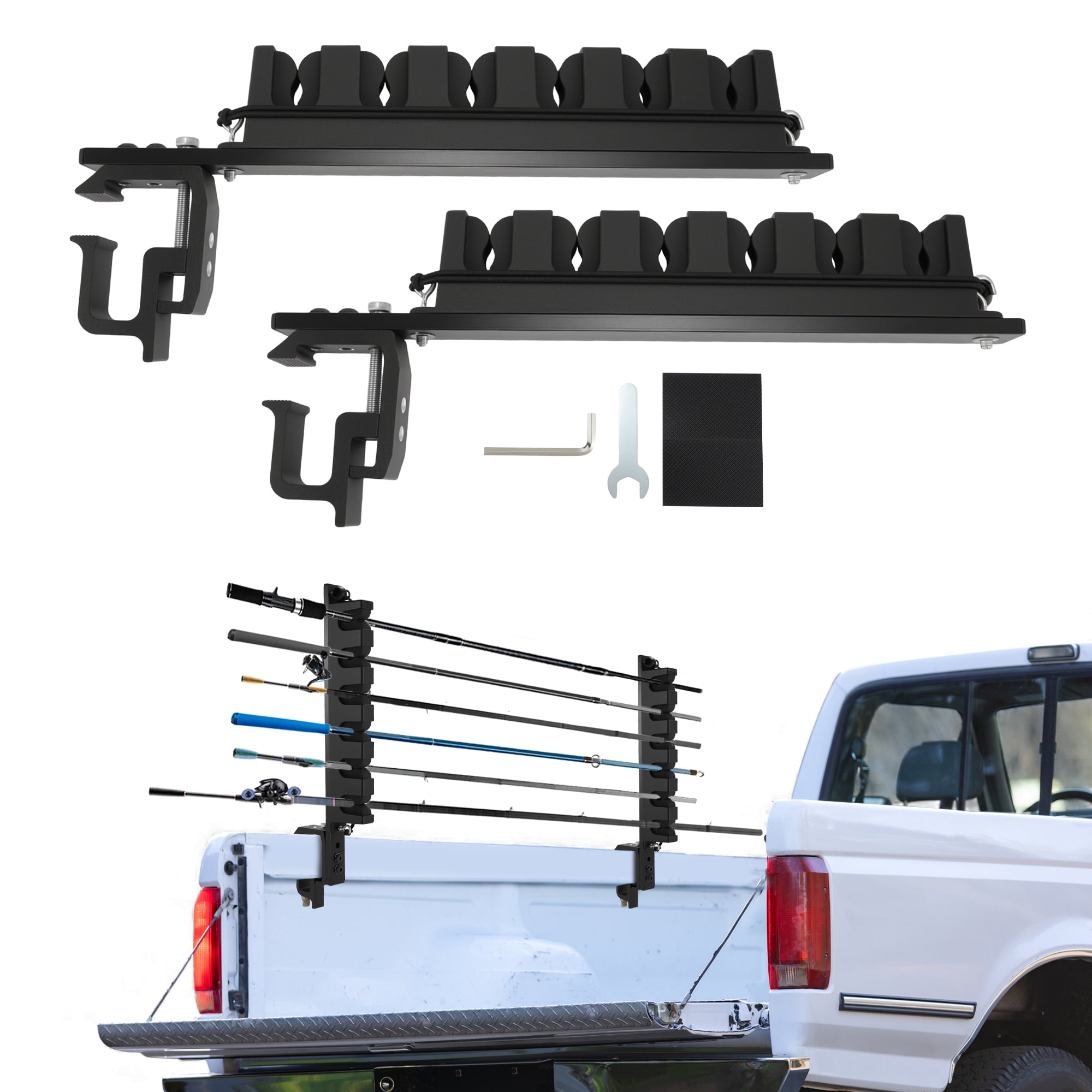 Unique Bargains Fishing Rod Holder with C-Clamp Mount Light Black